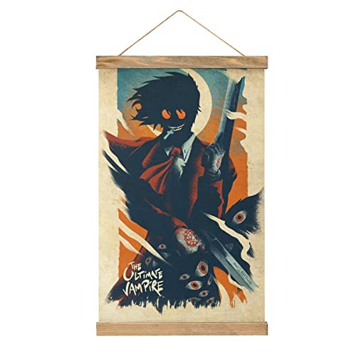 YBEL Hellsing Anime Scroll-Poster Stoffbild Kunst Holz DIY Rahmen Hängende Druck Aufhänger für Raumdekoration Öl Leinwand Kit Geschenk von YBEL