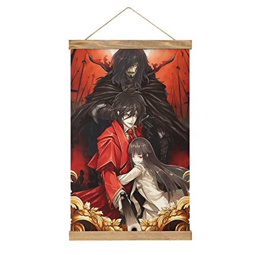 YBEL Hellsing Scroll-Poster, Stoffbild, Kunst, Holzrahmen, zum Aufhängen, Druck, Aufhänger für Raumdekoration, Ölleinwand, Geschenk von YBEL