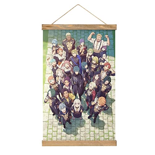 YBEL Magnetische Schriftrolle Anime Feuer-Emblem Drei Häuser Aufhänger Poster DIY Wand Stoff Dekor Hängende Gemälde Rahmen Kit Halter für Wohnzimmer von YBEL