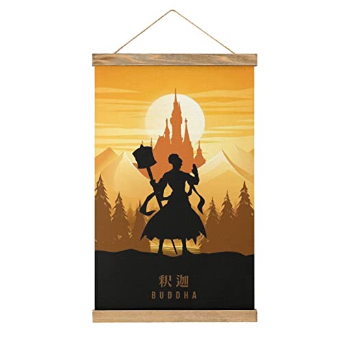 YBEL Magnetische Schriftrolle Buddha Record of Ragnarok Hangers Poster DIY Wand Stoff Dekor Hängende Gemälde Rahmen Kit Halter für Wohnzimmer von YBEL