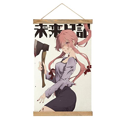 YBEL Magnetische Schriftrolle Mirai Nikki Anime Aufhänger Poster DIY Wand Stoff Dekor Hängende Gemälde Rahmen Kit Halter für Wohnzimmer von YBEL