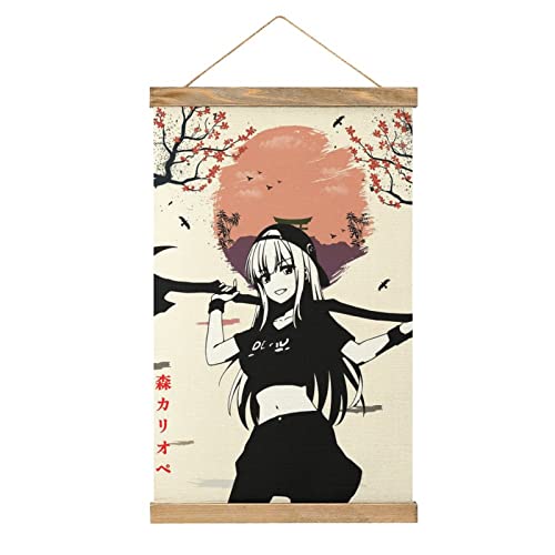 YBEL Magnetische Schriftrolle Mori Calliope Vintage Manga Aufhänger Poster DIY Wand Stoff Dekor Hängende Gemälde Rahmen Kit Halter für Wohnzimmer von YBEL