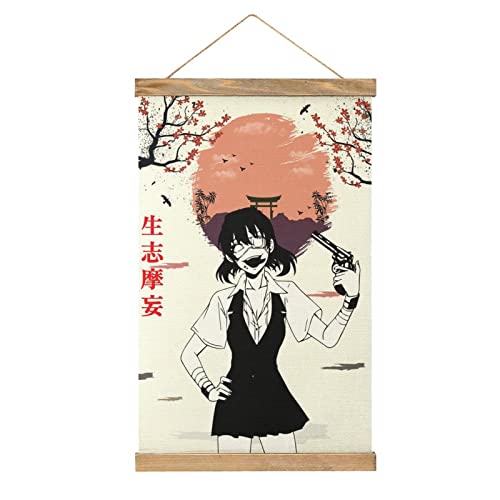 YBEL Magnetische Schriftrolle Vintage Midari Ikishima Aufhänger Poster DIY Wand Stoff Dekor Hängende Gemälde Rahmen Kit Halter für Wohnzimmer von YBEL