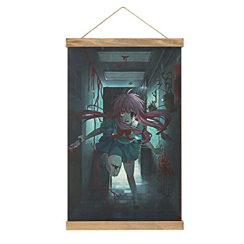 YBEL Mirai Nikki Anime Scroll-Poster Stoffbild Kunst Holz DIY Rahmen Hängende Druck Aufhänger für Raumdekoration Öl Leinwand Kit Geschenk von YBEL