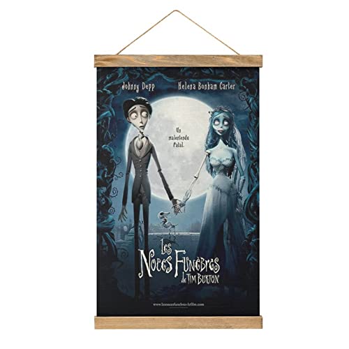 YBEL Movie Corpse Bride Scroll-Poster Stoffbild Kunst Holz DIY Rahmen Hängende Druck Aufhänger für Raumdekoration Öl Leinwand Kit Geschenk von YBEL