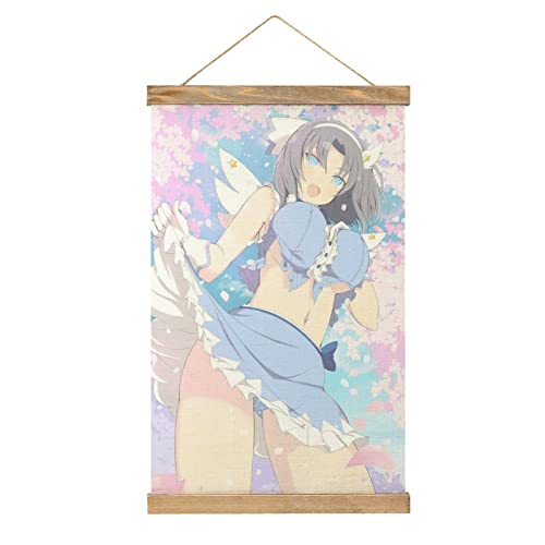 YBEL Senran Kagura Anime Scroll-Poster Stoffbild Kunst Holz DIY Rahmen Hängende Druck Aufhänger für Raumdekoration Öl Leinwand Kit Geschenk von YBEL