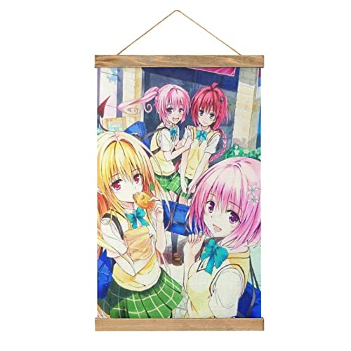 YBEL To Love RU Anime Scroll-Poster Stoffbild Kunst Holz DIY Rahmen Hängende Druck Aufhänger für Raumdekoration Öl Leinwand Kit Geschenk von YBEL