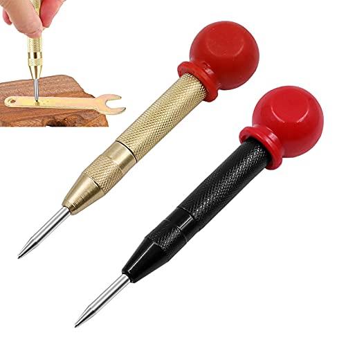 Automatik Körner 2 Stück Automatic Center Punch Automatischer Körner Center Hole Punch Mit Kissen Kappe Zentrierstempel Für Edelstahl Metall Holz Oder Kunststoff Gold Schwarz 130mm von YBFBSJK