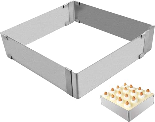 YBFBSJK Backform Rechteckig Zum Backen Tortenring Verstellbar Edelstahl Backform Rechteckig Tortenring Verstellbar Backform Dekorierrahmen Torten Backform Rechteckig Für Mousses,dessertcreme,kuchen von YBFBSJK