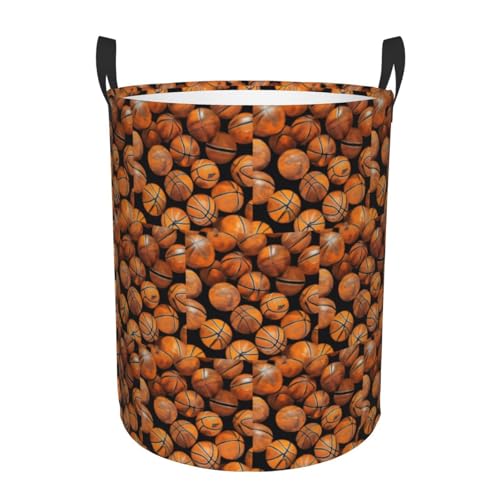 Basketball Orange Printing Circular Hamper - Standable With Handles Laundry Hamper Ideal For Laundry & Storage In Home von YBGHDAA