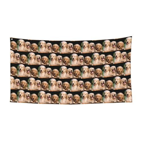 Golden Retriever Hunde Welpen Haustiere Druck Party Banner für Versammlungen Festivals UV-beständige Dekoration passend für Halloween Bar Wohnzimmer Räume von YBGHDAA
