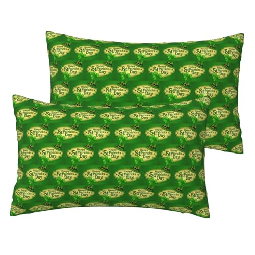 Happy St. Patrick's Day Standard-Kissenbezüge, 2er-Set, leicht, superweich, pflegeleicht, 30,5 x 50,8 cm, Kissen nicht im Lieferumfang enthalten von YBGHDAA