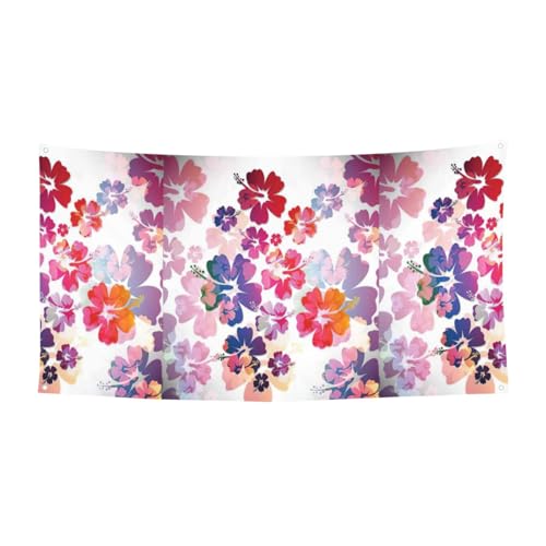 Hawaiianischer Blumendruck, Party-Banner für Versammlungen, Festivals, UV-beständige Dekoration, passend für Halloween, Bar, Wohnzimmer Hawaiianischer Blumendruck, Party-Banner für Versammlungen, Festivals, UV-beständige Dekoration, passend für Halloween, Bar, Wohnzimmer von YBGHDAA