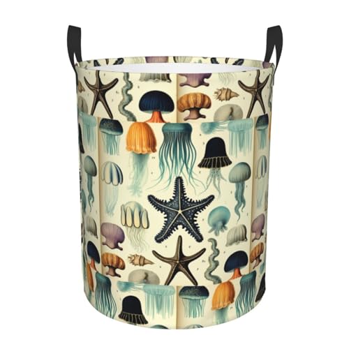 Jellyfish Ocean Printing Circular Hamper - Standable With Handles Laundry Hamper Ideal For Laundry & Storage In Home Jellyfish Ocean Printing Circular Hamper - Standable With Handles Laundry Hamper Ideal For Laundry & Storage In Home von YBGHDAA