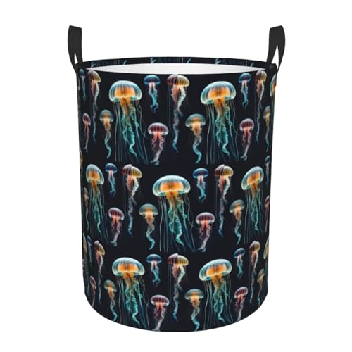 Jellyfish Ocean Printing Circular Hamper - Standable With Handles Laundry Hamper Ideal For Laundry & Storage In Home von YBGHDAA