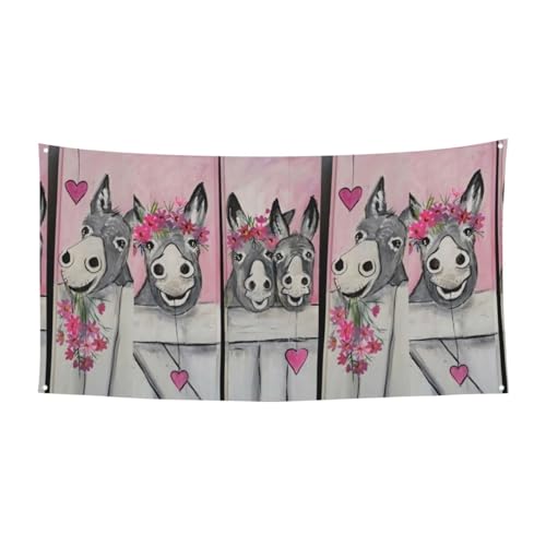 Partybanner mit Esel und Blume, für Versammlungen, Festivals, UV-beständig, passend für Halloween, Bar, Wohnzimmer Partybanner mit Esel und Blume, für Versammlungen, Festivals, UV-beständig, passend für Halloween, Bar, Wohnzimmer von YBGHDAA