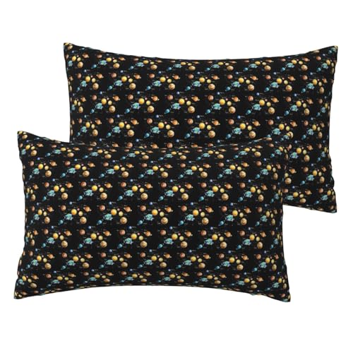 Standard-Kissenbezüge, Motiv: Planeten, Sterne und Milchstraße, 2er-Set, leicht, superweich, pflegeleicht, 30,5 x 50,8 cm, Kissen nicht im Lieferumfang enthalten von YBGHDAA