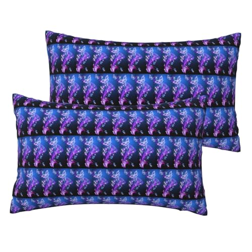 Standard-Kissenbezüge, Schmetterlingsdruck, 2er-Set, leicht, superweich, pflegeleicht, 30,5 x 50,8 cm, Kissen nicht im Lieferumfang enthalten von YBGHDAA