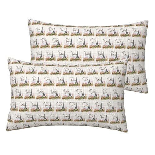 Standard-Kissenbezüge Paris Eiffelturm, 2er-Set, leicht, superweich, pflegeleicht, 30,5 x 50,8 cm, Kissen nicht im Lieferumfang enthalten von YBGHDAA