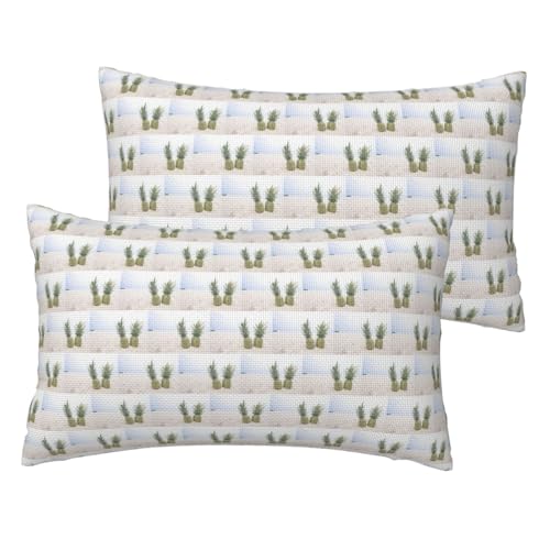 Standard-Kissenbezüge mit Ananas-Motiv auf dem Sommerstrand, 2er-Set, leicht, superweich, pflegeleicht, 30,5 x 50,8 cm, Kissen nicht im Lieferumfang enthalten von YBGHDAA