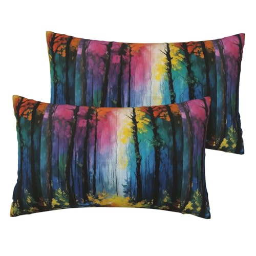 Standard-Kissenbezüge mit Baumkunstdruck, 2er-Set, leicht, superweich, pflegeleicht, 30,5 x 50,8 cm, Kissen nicht im Lieferumfang enthalten von YBGHDAA