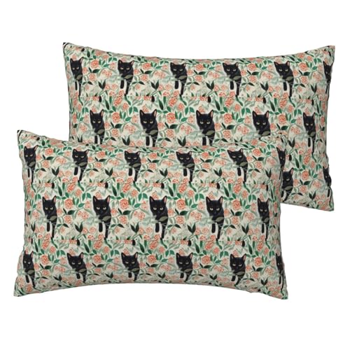 Standard-Kissenbezüge mit Cartoon-Katzen-Druck, leicht, superweich, pflegeleicht, 30,5 x 50,8 cm, Kissen nicht im Lieferumfang enthalten von YBGHDAA