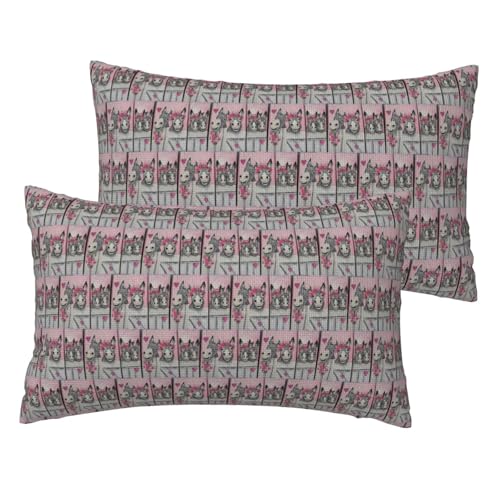 Standard-Kissenbezüge mit Esel- und Blumendruck, 2er-Set, leicht, superweich, pflegeleicht, 30,5 x 50,8 cm, Kissen nicht im Lieferumfang enthalten von YBGHDAA