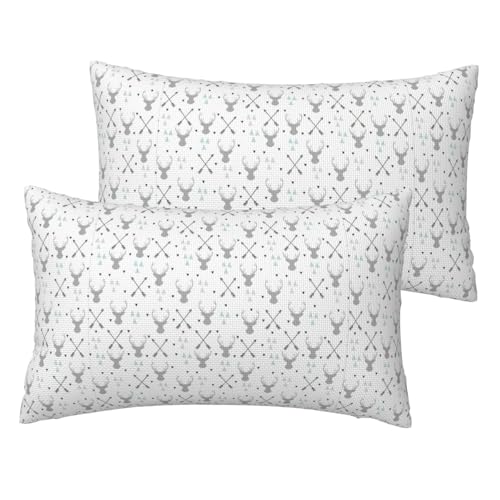 Standard-Kissenbezüge mit Jagdpfeilen, Dreiecken, Hirschdruck, 2er-Set, leicht, superweich, pflegeleicht, 30,5 x 50,8 cm, Kissen nicht im Lieferumfang enthalten von YBGHDAA