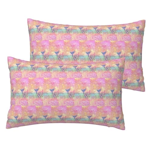 Standard-Kissenbezüge mit Meerjungfrauenschwanz-Aufdruck, leicht, superweich, pflegeleicht, 30,5 x 50,8 cm, Kissen nicht im Lieferumfang enthalten von YBGHDAA