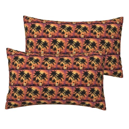 Standard-Kissenbezüge mit Palmenaufdruck, 2er-Set, leicht, superweich, pflegeleicht, 30,5 x 50,8 cm, Kissen nicht im Lieferumfang enthalten von YBGHDAA