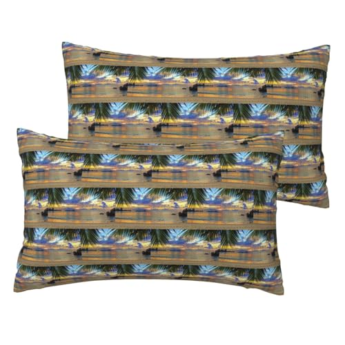 Standard-Kissenbezüge mit Sonnenuntergang am Strand, 2er-Set, leicht, superweich, pflegeleicht, 30,5 x 50,8 cm, Kissen nicht im Lieferumfang enthalten von YBGHDAA