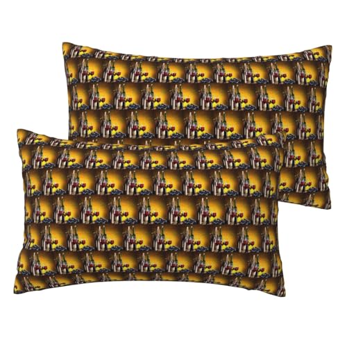 Standard-Kissenbezüge mit Trauben-, Weinflaschen- und Getränkendruck, 2er-Set, leicht, superweich, pflegeleicht, 30,5 x 50,8 cm, Kissen nicht im Lieferumfang enthalten von YBGHDAA