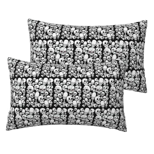 Standard-Kissenbezüge mit bösem Totenkopf-Aufdruck, leicht, superweich, pflegeleicht, 30,5 x 50,8 cm, Kissen nicht im Lieferumfang enthalten von YBGHDAA
