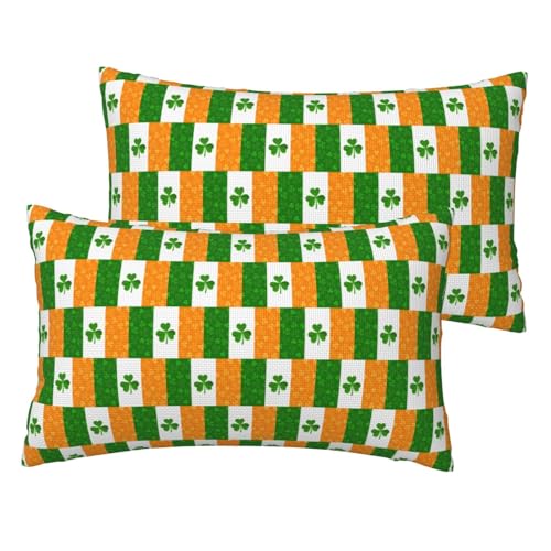 Standard-Kissenbezüge mit irischer Flagge, 2er-Set, leicht, superweich, pflegeleicht, 30,5 x 50,8 cm, Kissen nicht im Lieferumfang enthalten von YBGHDAA