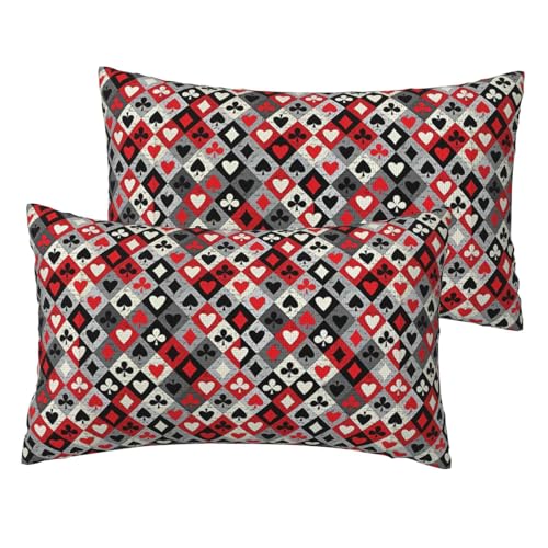 Standard-Kissenbezüge mit kariertem Rautenmuster, 2er-Set, leicht, superweich, pflegeleicht, 30,5 x 50,8 cm, Kissen nicht im Lieferumfang enthalten von YBGHDAA