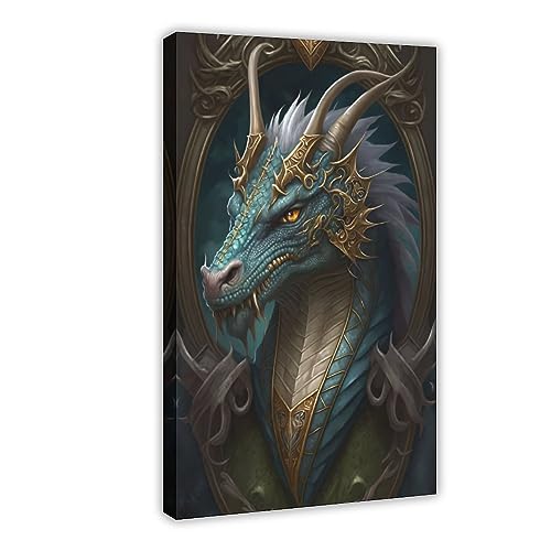 YBHF Blauer alter Drache Poster Leinwand Poster Schlafzimmer Dekor Sport Landschaft Büro Zimmer Dekor Geschenkrahmen: 40 x 60 cm von YBHF