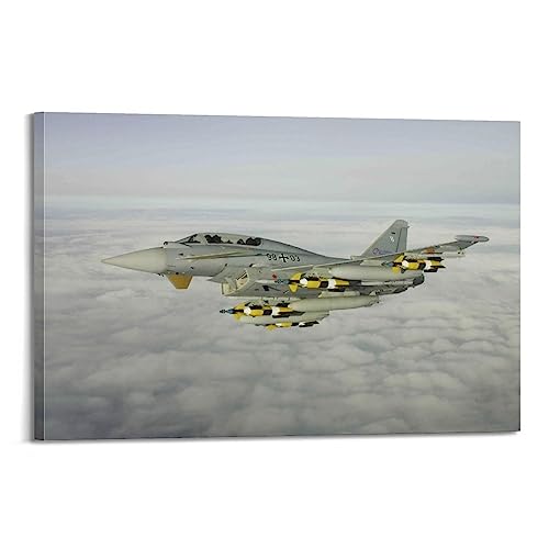 YBHF Fighter Poster für Eurofighter Typhoon EF-2000 Poster, Wandkunstdruck, Retro, ästhetische Raumdekoration, Malerei, Leinwand, Poster für Zuhause und Büro, Dekorationen, 20 x 30 cm, Rahmenstil von YBHF