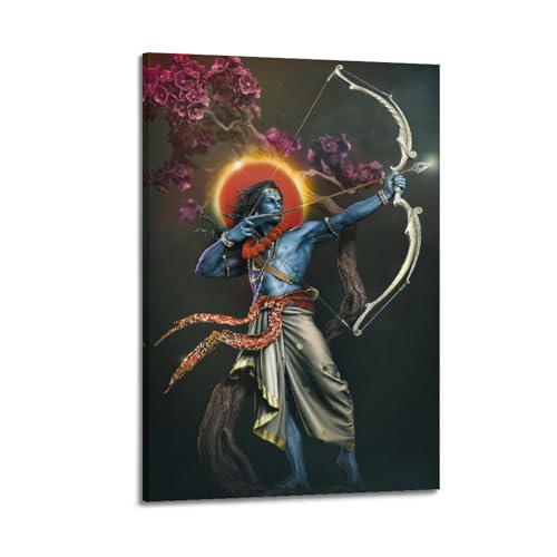 YBHF Hinduismus-Poster The Lord Rama Poster, Wandkunstdruck, Retro-Ästhetik, Raumdekoration, Bürodekoration, 20 x 30 cm, Rahmenstil von YBHF