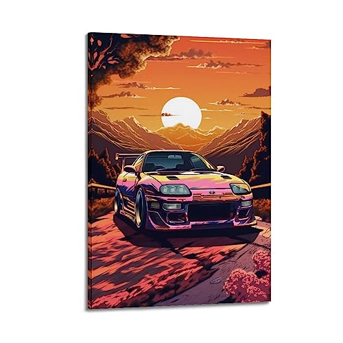 YBHF JDM Sport Auto-Poster für Supra MK4, Kunstposter, Wandkunstdruck, Retro-Ästhetik, Raumdekoration, Bürodekoration, 40 x 60 cm, Rahmenstil von YBHF