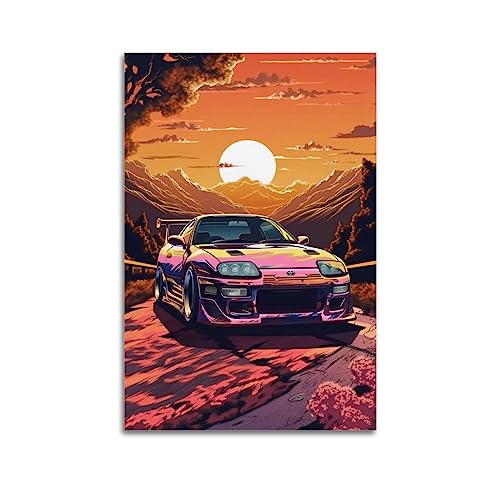 YBHF JDM Sport Auto-Poster für Supra MK4, Kunstposter, Wandkunstdruck, Retro-Ästhetik, Raumdekoration, Bürodekoration, 40 x 60 cm, ungerahmt von YBHF