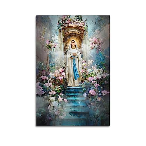 YBHF Jungfrau Maria Poster Schöne Ewige Mutter Maria Poster Wandkunst Druck Retro Ästhetische Raumdekoration Malerei Leinwand 30 x 45 cm Unrahmen-Stil von YBHF