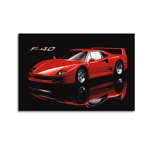 YBHF Klassisches Superautoposter für Ferrari F40, Wandkunstdruck, Retro-Ästhetik, Raumdekoration, 60 x 90 cm, ungerahmt von YBHF