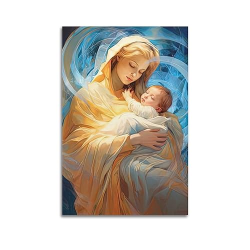 YBHF Religiöses Poster Jungfrau Maria Mutter Gottes Poster Wandkunst Druck Retro Ästhetische Raumdekoration Bürodekorationen 20 x 30 cm ungerahmt von YBHF