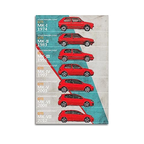 YBHF Sportwagen-Poster für Golf GT Geschichte Zeitleiste Poster Wandkunstdruck Retro ästhetische Raumdekoration 30 x 45 cm ungerahmt YBHF Sportwagen-Poster für Golf GT Geschichte Zeitleiste Poster Wandkunstdruck Retro ästhetische Raumdekoration 30 x 45 cm ungerahmt von YBHF