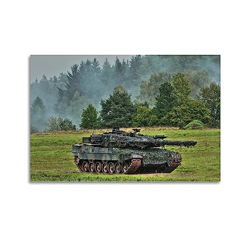 YBHF Tank-Poster Leopard 2 Hauptkampfpanzer Poster Wandkunst Druck Retro Ästhetische Raumdekoration Malerei Leinwand Poster für Zuhause und Büro Dekorationen 20 x 30 Zoll (50 x 75 cm) Unrahmen-Stil von YBHF