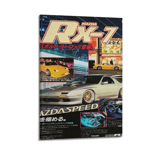 YBHF Vintage JDM Cars Poster für RX-7 Poster, Wandkunstdruck, Retro-Ästhetik, Raumdekoration, Bürodekoration, 20 x 30 cm, Rahmenstil von YBHF