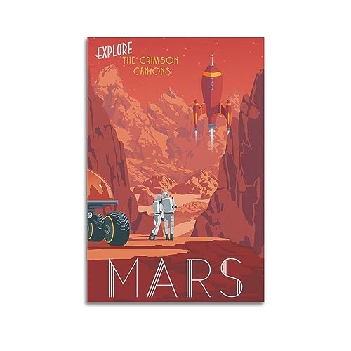 YBHF Vintage Mars Reise-Poster, Wandkunstdruck, Retro-Ästhetik, Raumdekoration, Bürodekoration, 60 x 90 cm, ungerahmt von YBHF