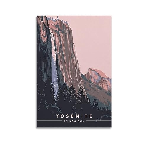 YBHF Vintage Poster Travel Yosemite Evening Falls Blechschild, Poster, Wandkunstdruck, Retro-Ästhetik, Raumdekoration, Bürodekoration, 40 x 60 cm, ungerahmt von YBHF