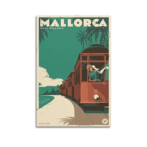 YBHF Vintage-Reiseposter Mallorca-Poster, Wandkunstdruck, Retro-Ästhetik, Raumdekoration, Bürodekoration, 50 x 75 cm, ungerahmt von YBHF