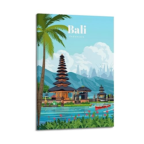 YBHF Vintage-Reiseposter "Reise nach Bali", Wandkunstdruck, Retro, ästhetische Raumdekoration, Bürodekoration, 20 x 30 cm, Rahmen-Stil von YBHF